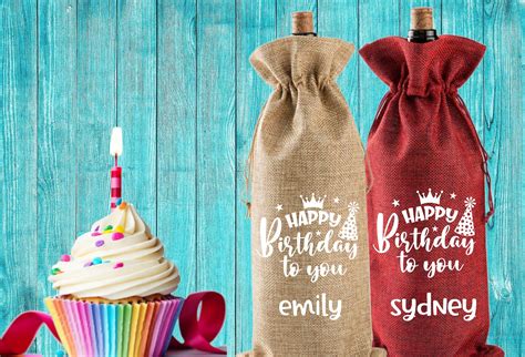 Birthday Wine Gift Bag Birthday Gift Burlap Wine Bag - Etsy | Wine birthday gifts, Birthday wine ...