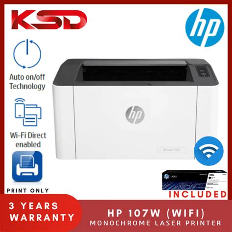 HP Black & White 107A 107W Laser Printer Single Function / Print Wireless ( C/W Original HP 107A ...