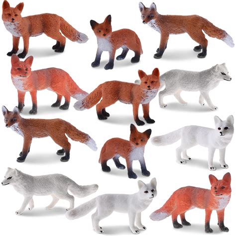 Buy 12 Pieces Fox Toy Figures Set Realistic Arctic Fox Red Foxes Animal Figures Jungle Animal ...