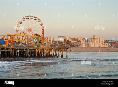 Santa Monica Pier and beach with ferris wheel, Santa Monica, California ...