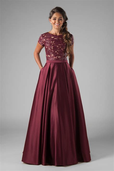 Harlo Burgundy #modestprom | Prom dresses modest, Modest formal dresses ...