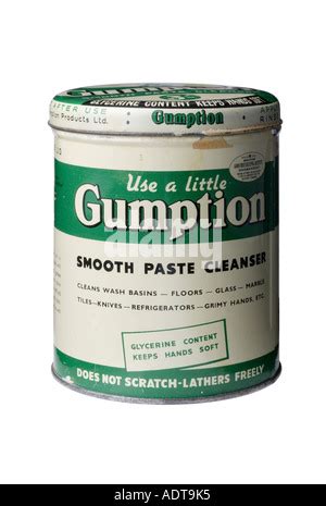 Old tin of 1950's Gumption smooth Paste cleanser Stock Photo - Alamy