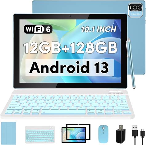 Android 13 2-in-1 Tablet, 10.1 inch, 12GB RAM, 128GB ROM, 1TB ...