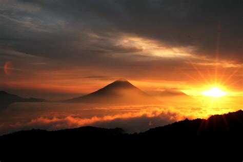 Free picture: beautiful, sunrise, volcanoes, Guatemala
