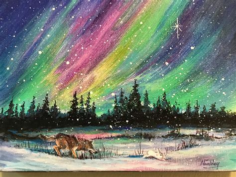 Aurora Borealis, Northern Lights Original Painting in Acrylic by Susan ...