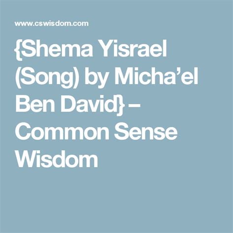 {Shema Yisrael (Song) by Micha’el Ben David} – Common Sense Wisdom | Songs, Shema, Wisdom