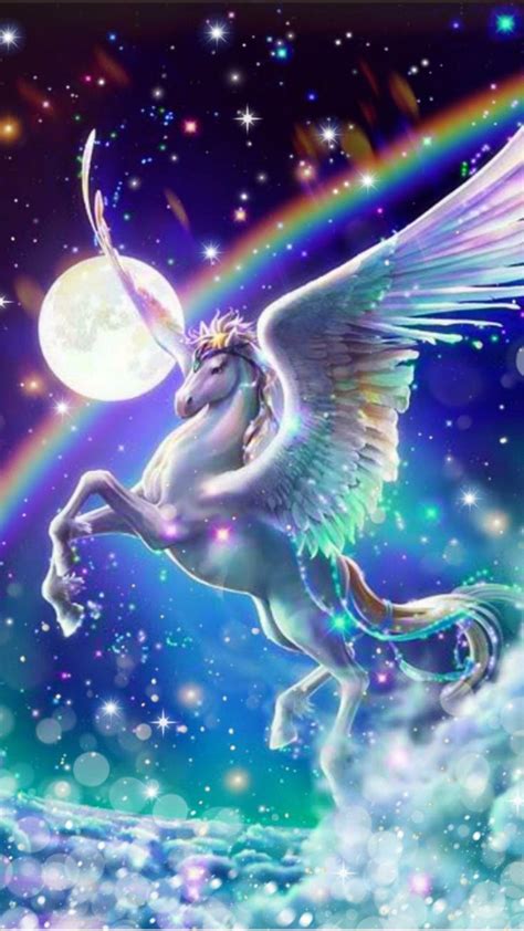 Pegasus with a rainbow | Unicorn wallpaper cute, Unicorn wallpaper, Unicorn pictures