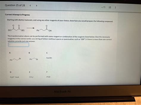 Solved Starting with diethyl malonate, and using any other | Chegg.com