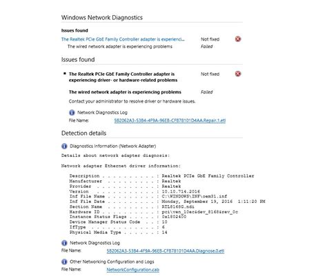 ETHERNET ISSUE - The Realtek PCIe GBe Family Controller Adapter is ...