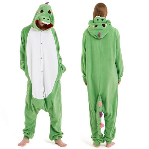 Green Dinosaur Onesie Pajamas for Adult & Teens Animal Onesies ...