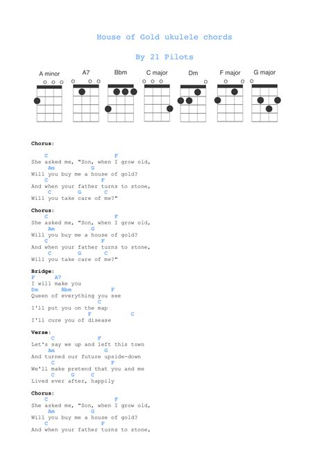 House of Gold ukulele chords - Free Sheet Music