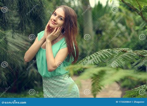 Beautiful Woman Laughing on a Tropical Beach with Palm Trees Stock Photo - Image of pretty ...