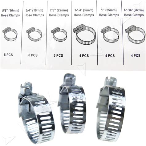 34pcs Carbon Steel Hose Clamp Worm Drive Pipe Clamp Clip | eBay