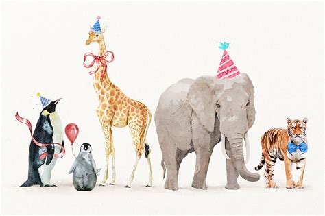 Wildlife animal illustration collection party | Premium Photo Illustration - rawpixel