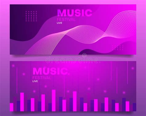 Music Festival Banner Design Set Stock Vector - Illustration of wave ...