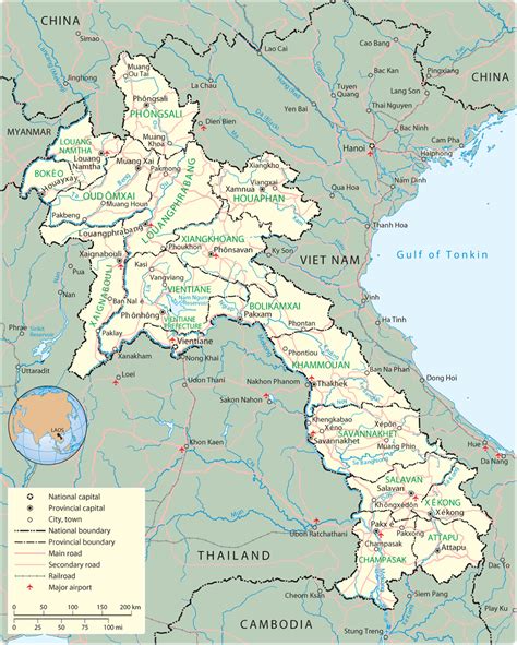 Map Laos, Vientiane - Asia