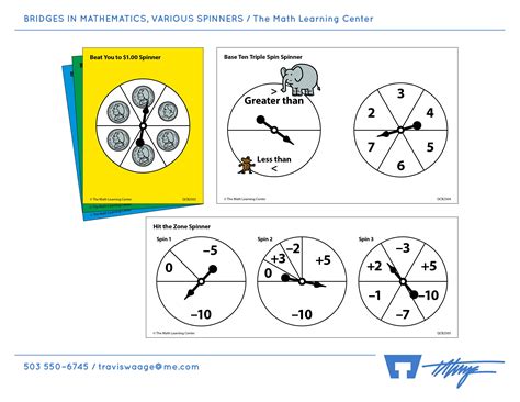 BRIDGES IN MATHEMATICS, VARIOUS SPINNERS / The Math Learning Center | Math learning center ...