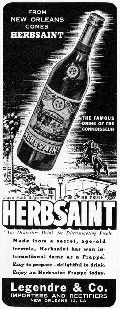 New Orleans Absinthe History: Legendre Herbsaint Advertisement