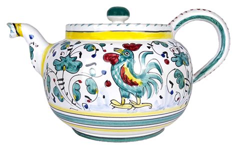 Teapot Galletto green of Deruta Ceramic | Handmade