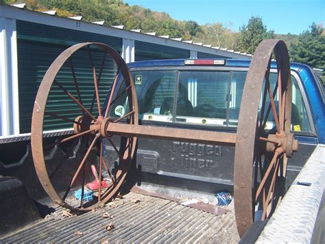 Antique Steel/ Iron Wagon Wheels with Axle Farm Implement | Etsy