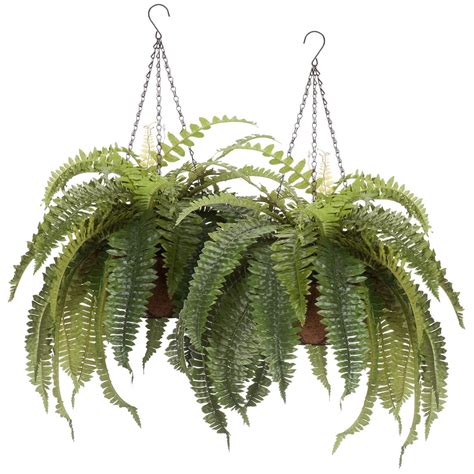 Fully Assembled Artificial Fern Hanging Basket Set of 2 – Indoor/Outdoor Use – 23 ½” L - Walmart.com