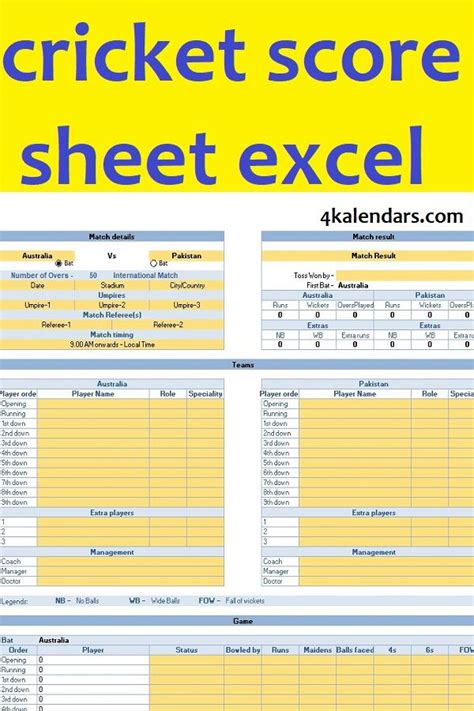 Cricket score sheet excel