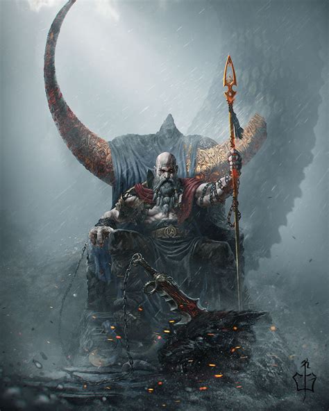 God of War Fanart Exhibits the Mighty Kratos Upon His Throne