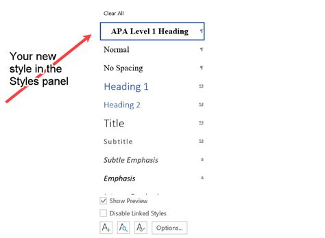 Level 1 heading in APA format created quickly using Microsoft Word!