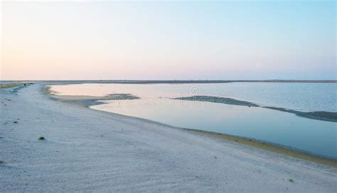 Artificial Island Under Construction in a Lake at Sunset Stock Photo - Image of nature ...