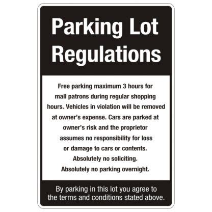 Parking Lot Regulations Sign 24″ x 36″ – BC Site Service