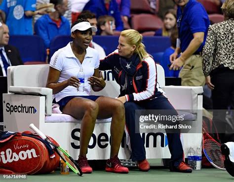 Team USA coach Kathy Rinaldi, right, speaks to Venus Williams of Team ...