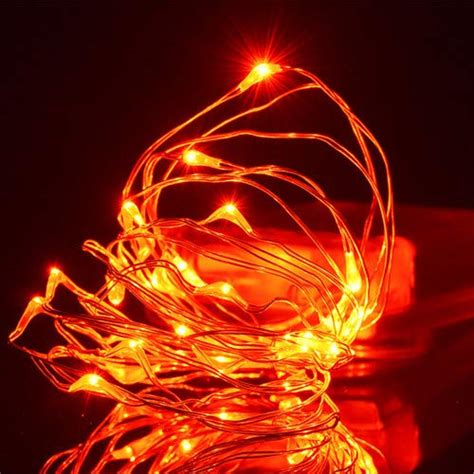 Amazlab Halloween Orange Lights, 3m/10ft Soft Copper Wire Twine Micro Orange LED String Lights ...