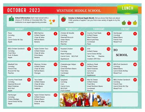 Dining Menus for Schools | Westside Consolidated School District