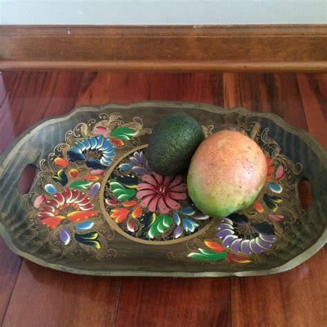 Oval tray painted wood tray rustic tray hand painted tole | Etsy | Rustic tray, Wood tray ...