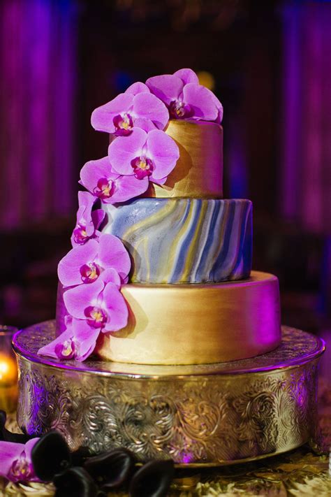 Purple & Gold Wedding Cake