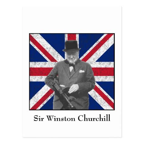 Churchill Posing With The British Flag Postcard | Zazzle