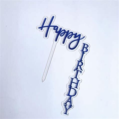 Acrylic Cake Topper Happy Birthday Blue Vertical Design Party Decoration Idea | eBay