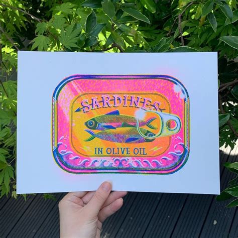 Sardine Print | Risograph illustration, Risograph print, Riso print