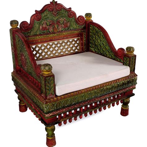 Buy Online TEAK WOOD HAND PAINTED CARVED BACK TEAK WOOD SOFA SET - 3 PCS from USA - Zifiti.com ...