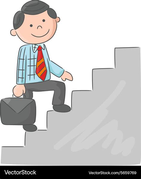 Cartoon man climbing stairs Royalty Free Vector Image