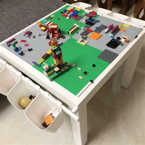 LEGO Wooden Table with Holder, Hobbies & Toys, Toys & Games on Carousell