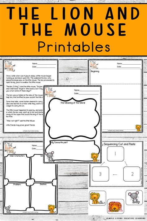 Aesop’s Fables Printables: The Lion and The Mouse - Simple Living ...