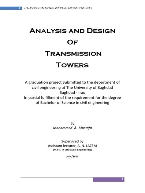 Analysis and Design of Power Transmission Lines Steel Towers | PDF ...