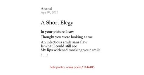 A Short Elegy by Anand - Hello Poetry