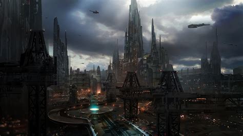 ArtStation - Sci-fi city scape concept art - class demo, James Paick