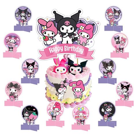 Buy 19pcs Kuromi and My Melody Birthday Decorations with 1pcs Kuromi ...