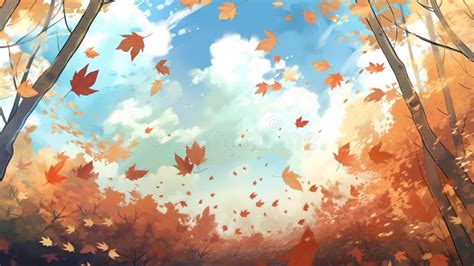 A Scene in a Forest with Falling Leaves, Anime Manga Wallpaper, Ai ...