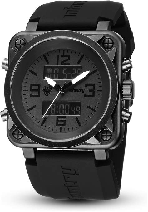 Infantry Military Watch Black Sports Watches for Man Tactical Army Analogue Digital Wrist ...