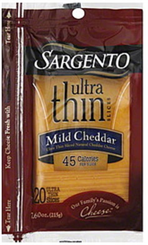 Sargento Cheese Slices Ultra Thin, Mild Cheddar 20.0 ea Nutrition Information | ShopWell