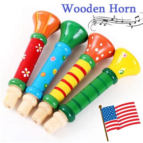 Wholesale Baby Kids Wooden Horn Hooter Trumpet Instruments Music ...